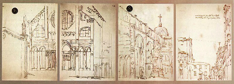 Drawings by Canaletto obtained with a camera obscura