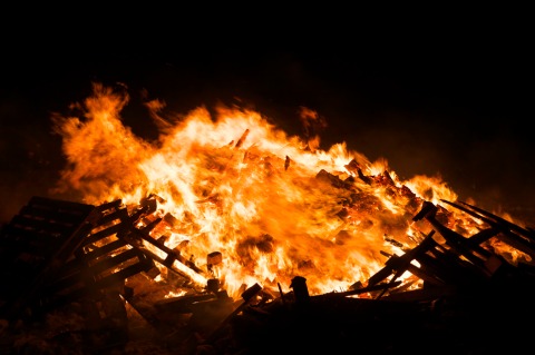 New Year's eve bonfire in Hvammstangi, Iceland