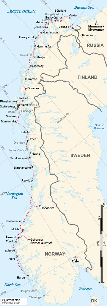 Map of Hurtigruten