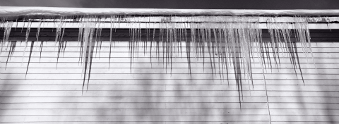 Icicles on a house in Finnsnes, Norway