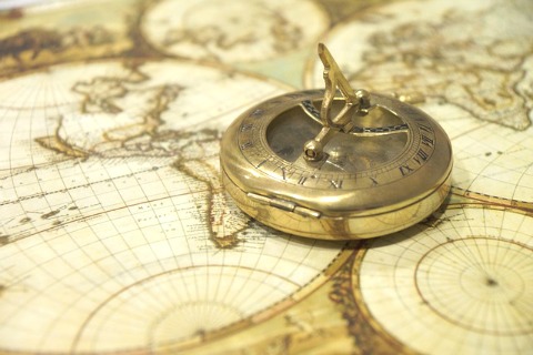 Antique map with compass