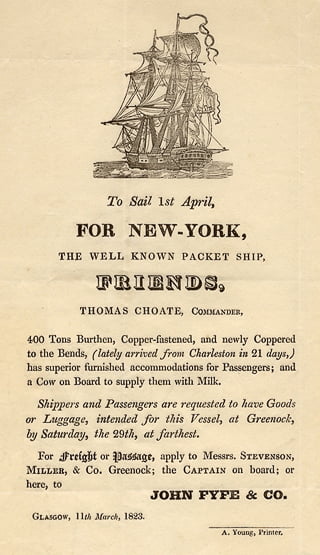 Packet service ad, 1823