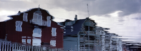 Upside-down reflections, Henningsvær, Norway
