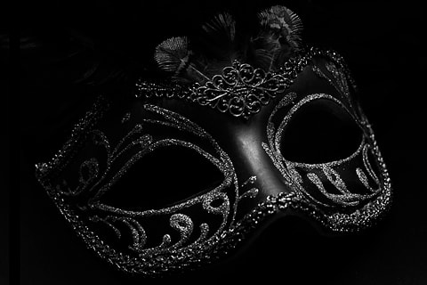 Venetian carnival mask in black and white