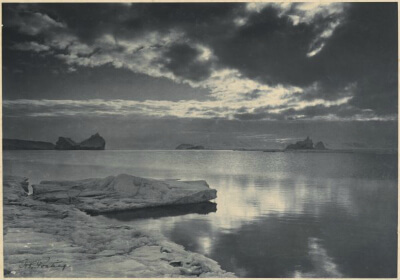 Midnight in the Antarctic summer, by H. Ponting